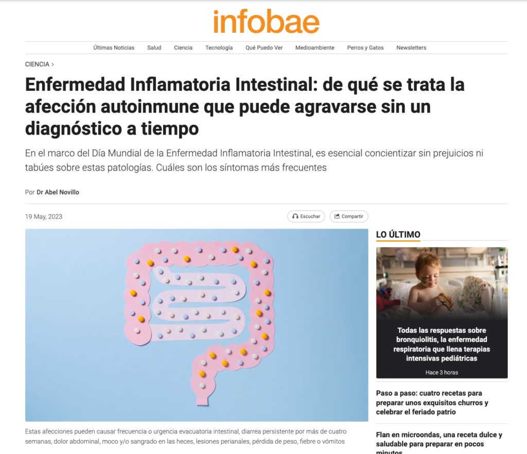 Infobae - 'Enfermedad Inflamatoria Intestinal: de qué se trata la afección autoinmune que puede agravarse sin un diagnóstico a tiempo'